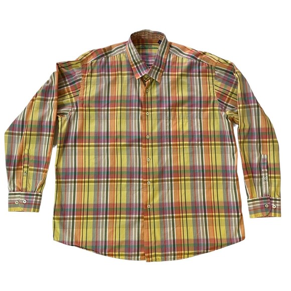 Alan Flusser Long Sleeve Button Down Plaid Multicolor Cotton Mens Size XXL - Picture 11 of 11